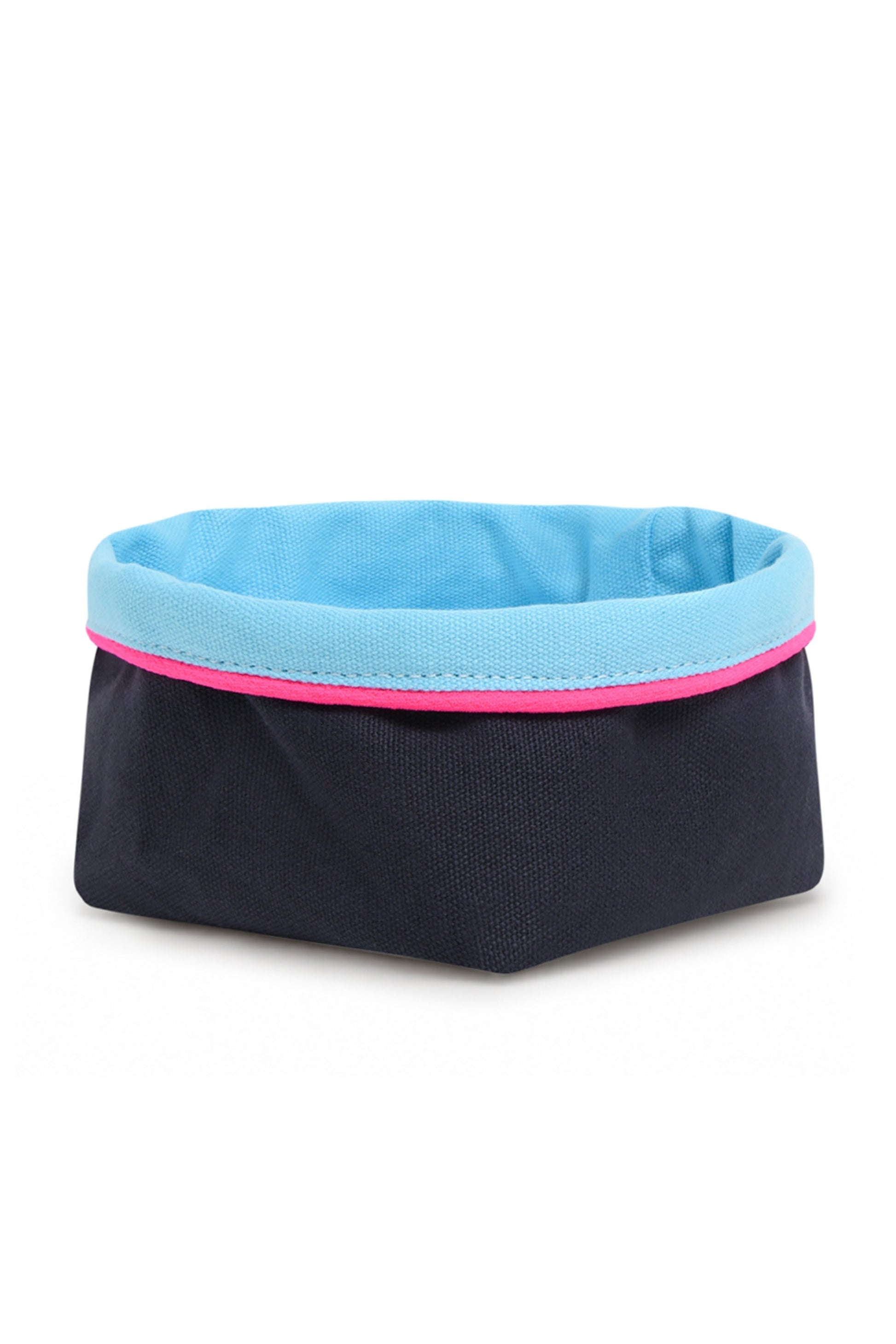 REVERSIBLE OLIVE FABRIC STORAGE POT | TURQUOISE/NAVY Cockatoo
