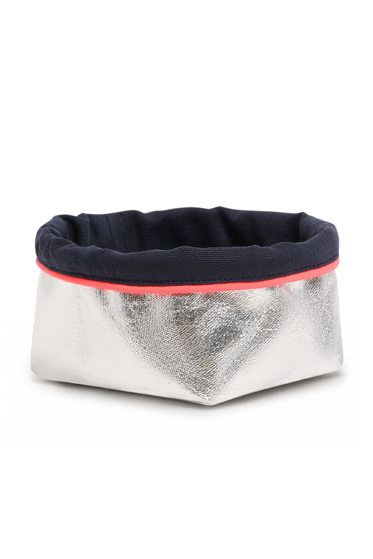 REVERSIBLE OLIVE FABRIC STORAGE POT | NAVY/SILVER Cockatoo