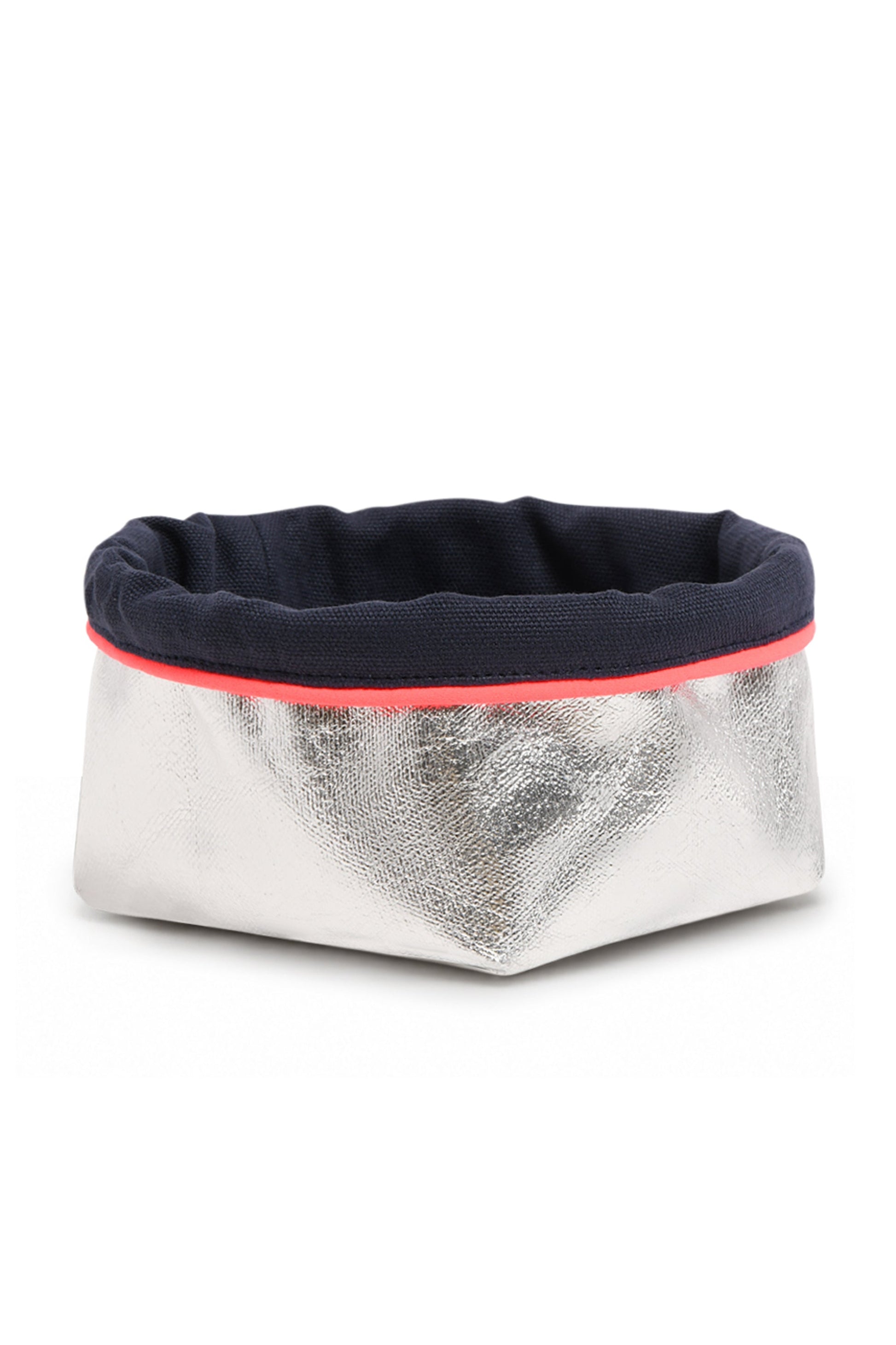 REVERSIBLE OLIVE FABRIC STORAGE POT | NAVY/SILVER Cockatoo