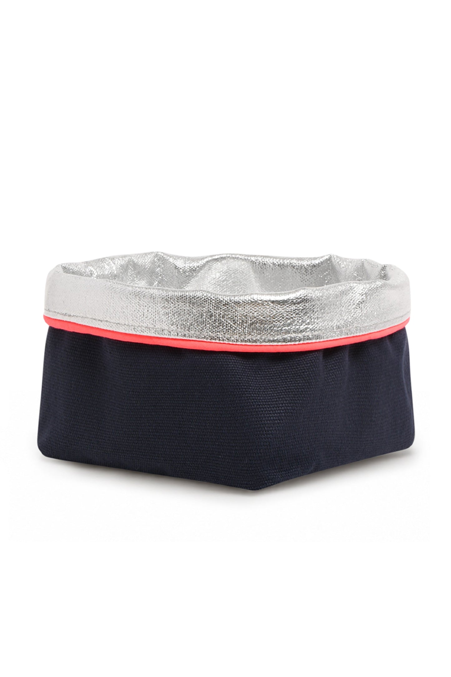 REVERSIBLE OLIVE FABRIC STORAGE POT | NAVY/SILVER Cockatoo