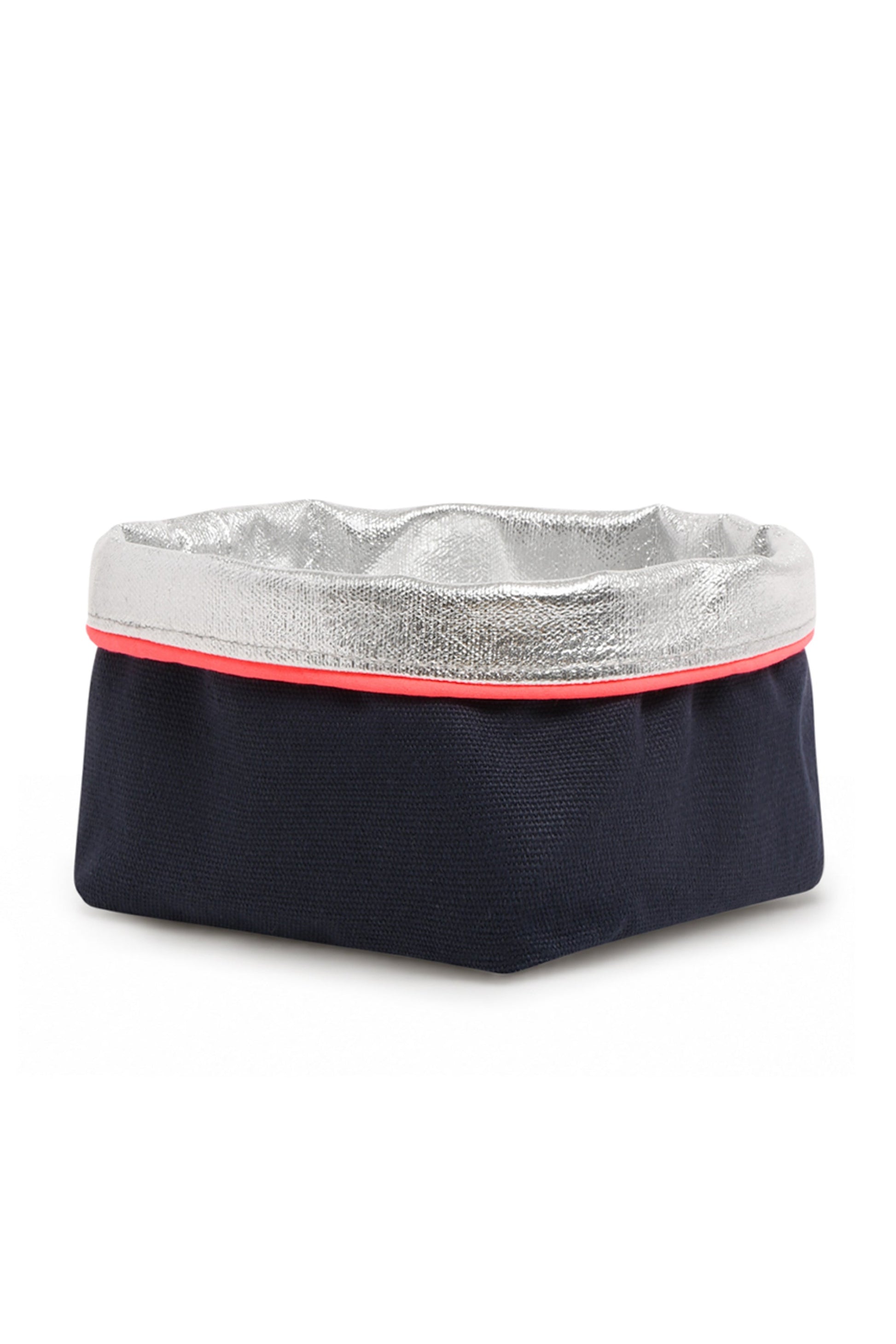 REVERSIBLE OLIVE FABRIC STORAGE POT | NAVY/SILVER Cockatoo