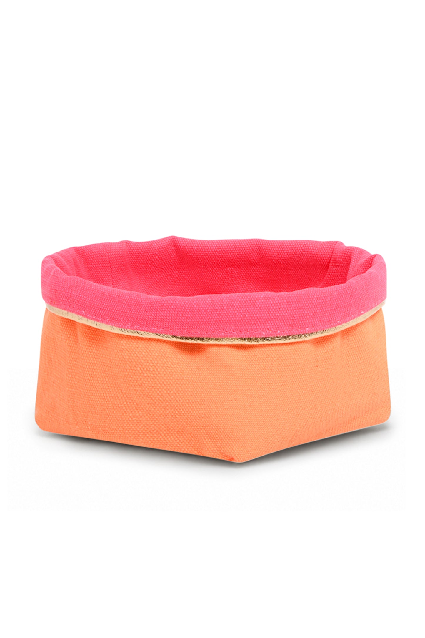 REVERSIBLE OLIVE FABRIC STORAGE POT | PINK/ORANGE