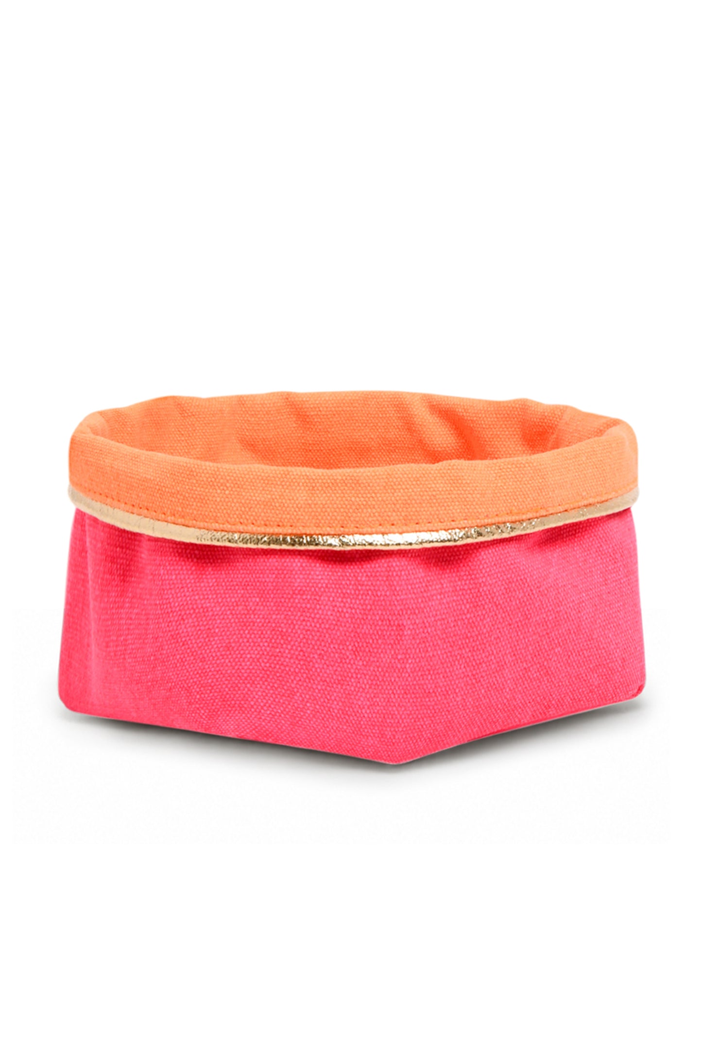 REVERSIBLE OLIVE FABRIC STORAGE POT | PINK/ORANGE