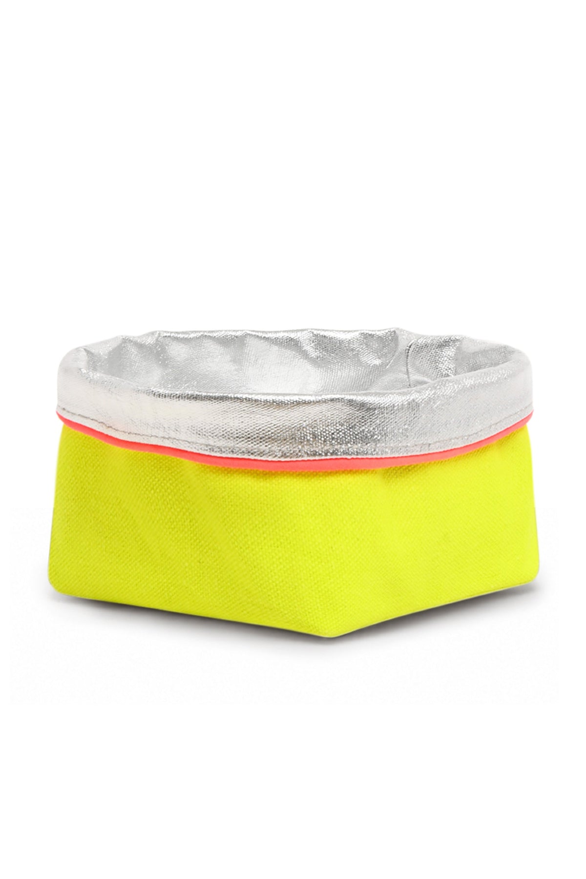 REVERSIBLE OLIVE FABRIC STORAGE POT | SILVER/YELLOW Cockatoo