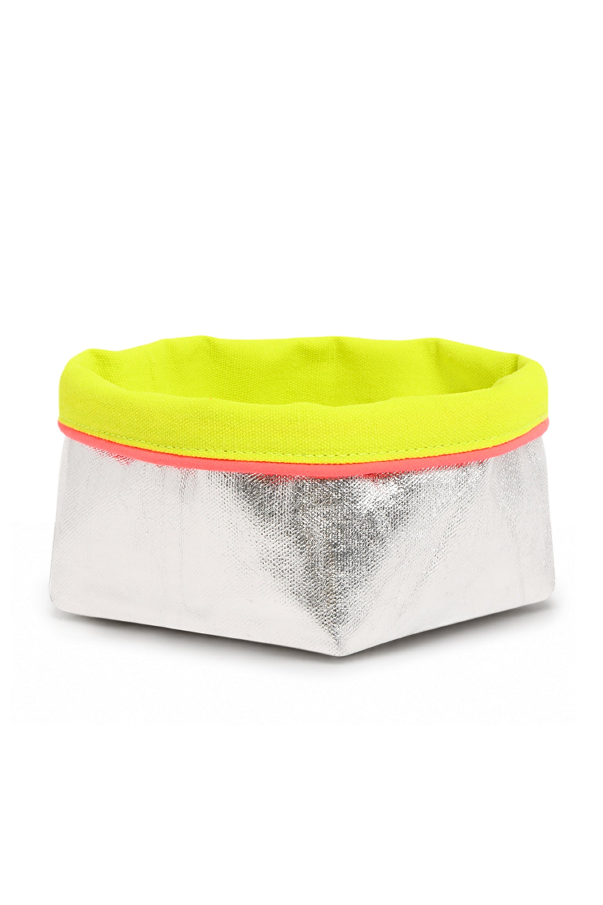 REVERSIBLE OLIVE FABRIC STORAGE POT | SILVER/YELLOW Cockatoo