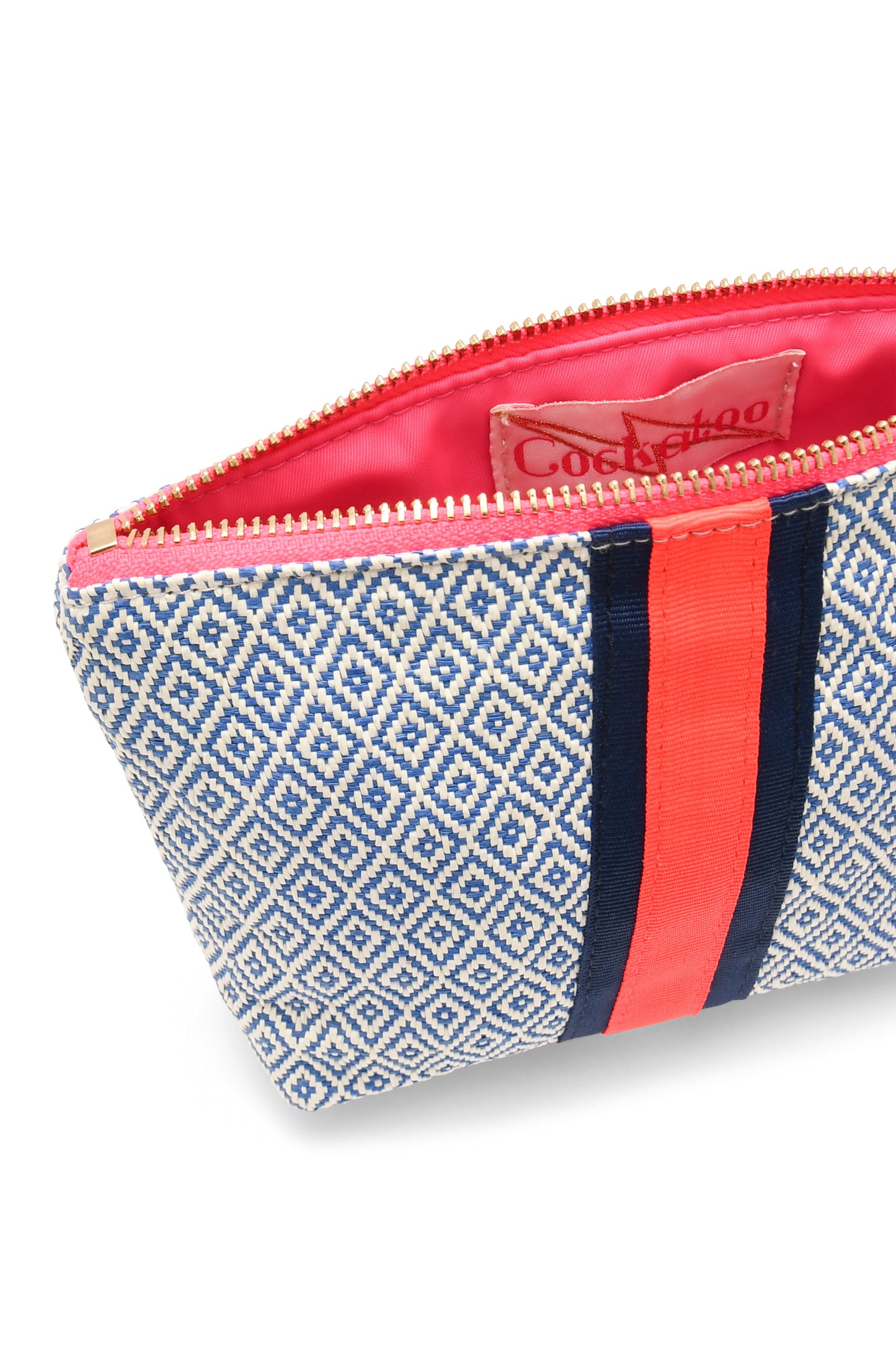 SMALL CREAM & BLUE DIAMOND BAG