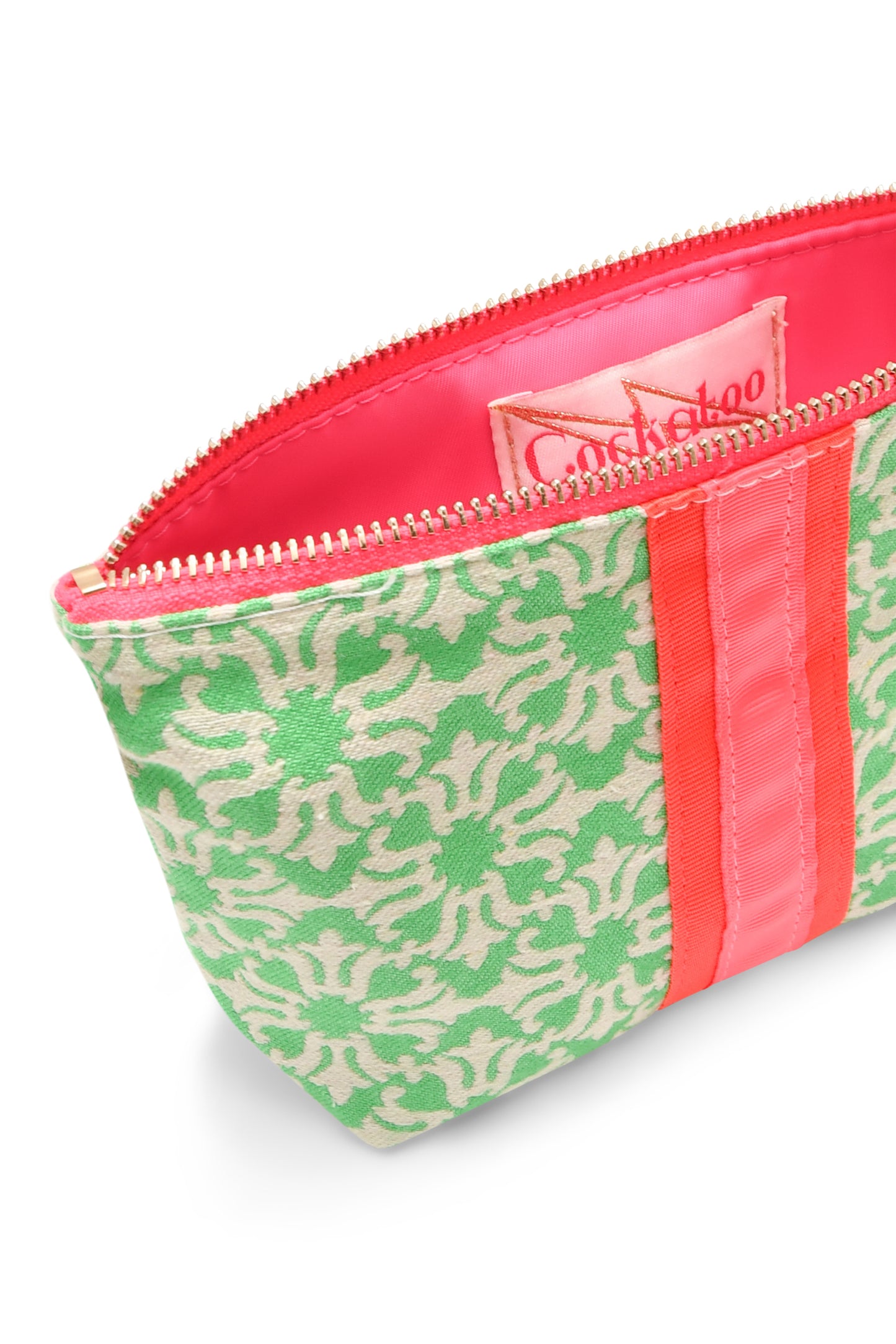 SMALL GREEN & CREAM BAG WITH STRIPE