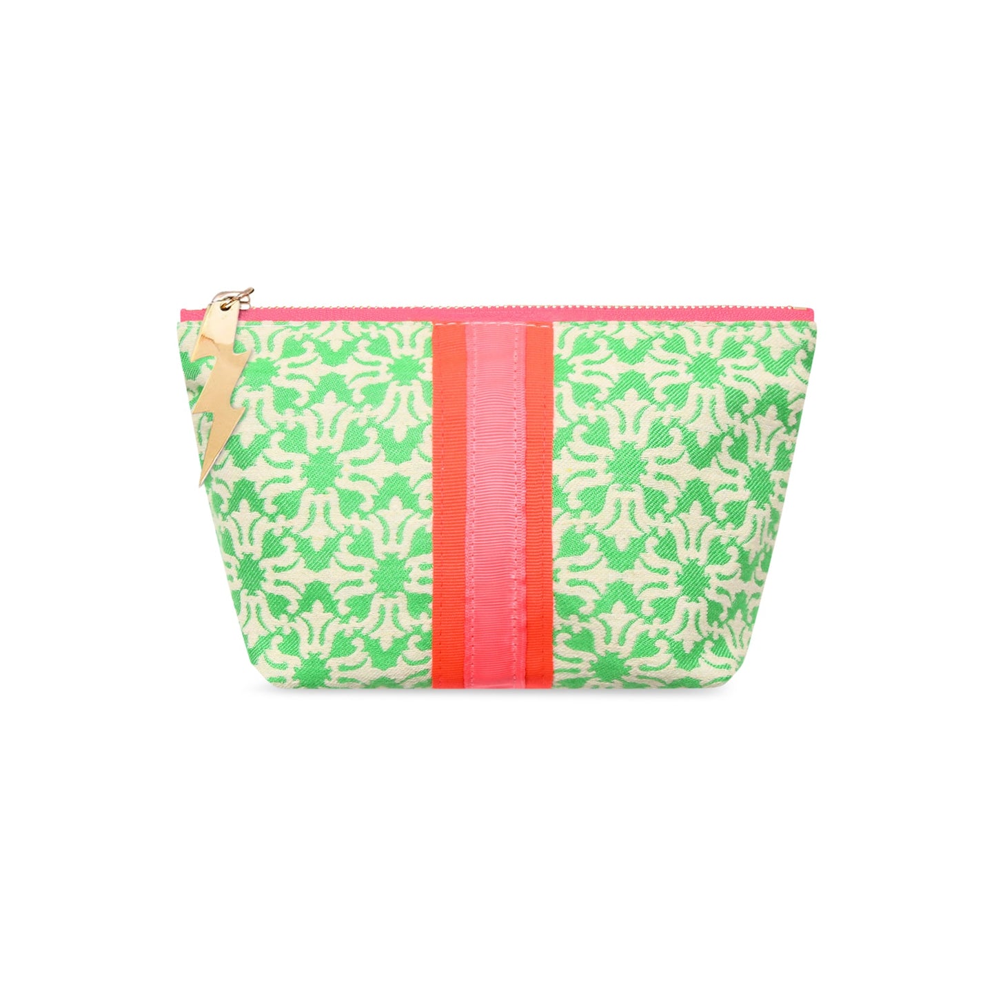 SMALL GREEN & CREAM BAG WITH STRIPE