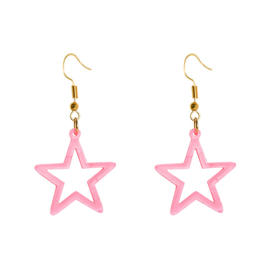 NEON PINK STAR EARRINGS