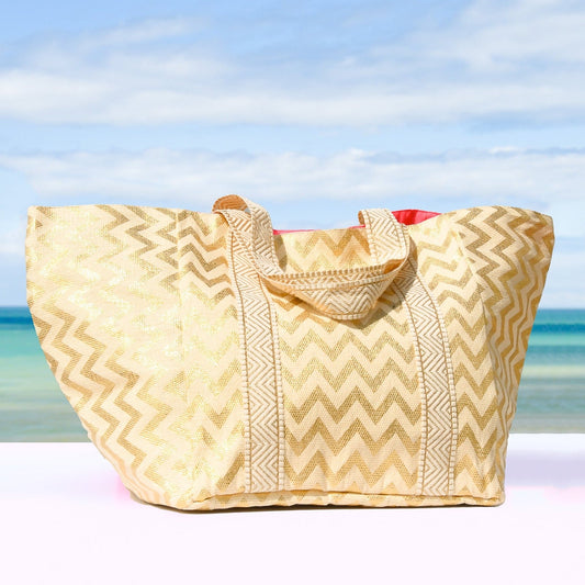 ZIG ZAG BEACH BAG - Cockatoo