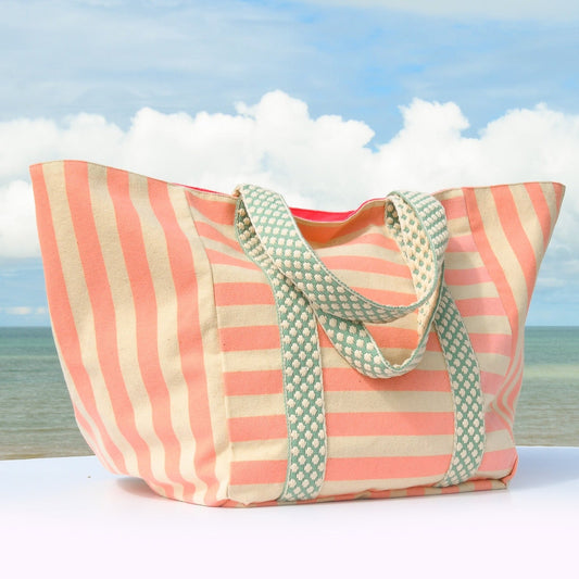 WIDE STRIPE BEACH BAG - Cockatoo
