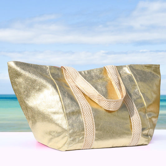 SHEENY GOLD BEACH BAG